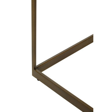 Orsina Grenoble Large Oak Side Table – Brown Brass Sledge Base