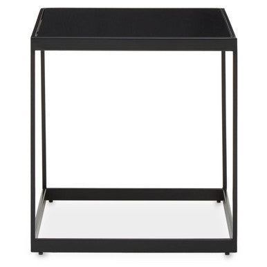 Orsina Genoa Marble Side Table – Black Square Metal Accent Table