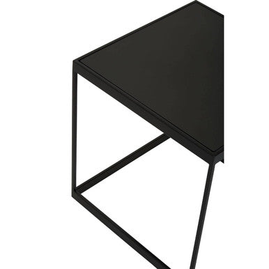 Orsina Genoa Marble Side Table – Black Square Metal Accent Table