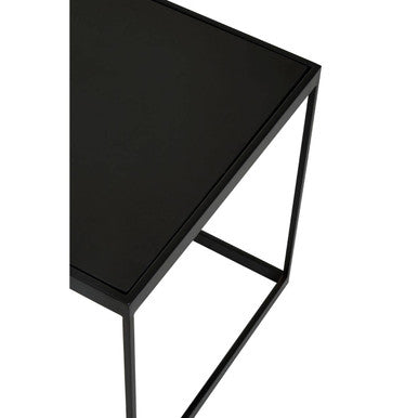 Orsina Genoa Marble Side Table – Black Square Metal Accent Table