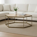 Orsina Grenoble Hexagonal Oak Coffee Table | Brushed Brass Frame
