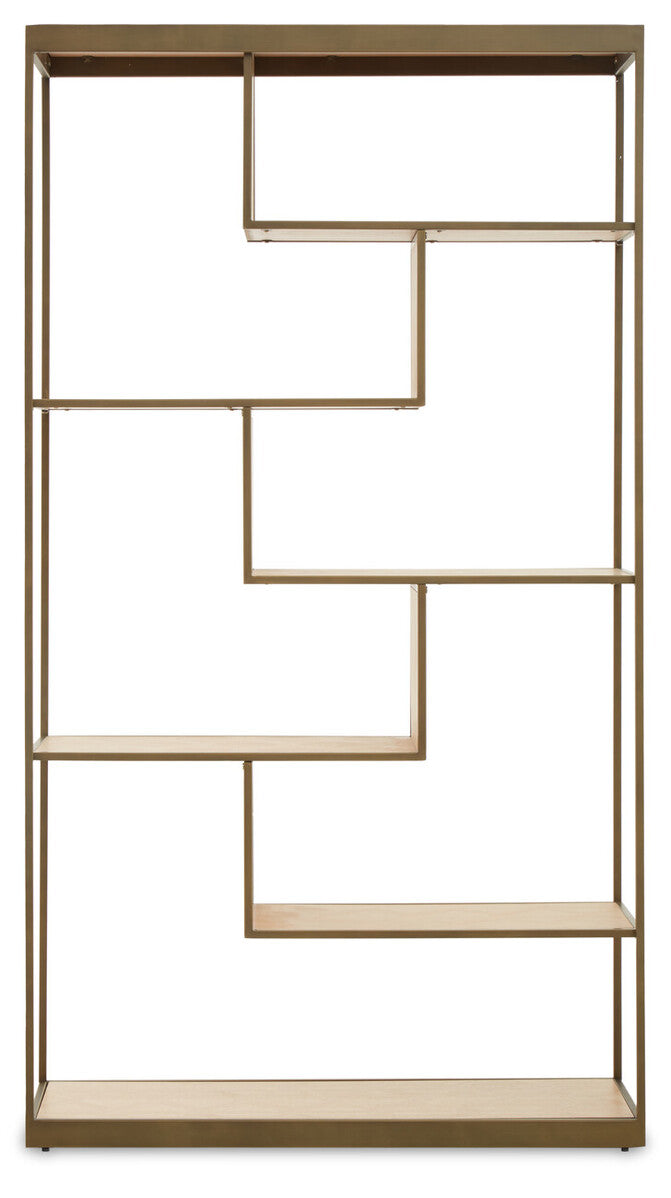 Orsina Grenoble Brushed Brass & Oak Multi Tier Shelving Unit