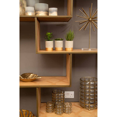 Orsina Grenoble Brushed Brass & Oak Multi Tier Shelving Unit