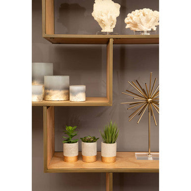 Orsina Grenoble Brushed Brass & Oak Multi Tier Shelving Unit