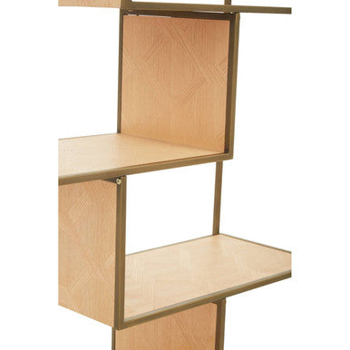 Orsina Grenoble Brushed Brass & Oak Multi Tier Shelving Unit