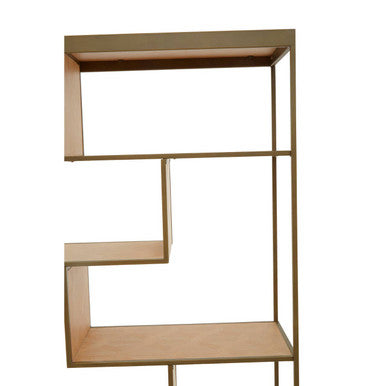 Orsina Grenoble Brushed Brass & Oak Multi Tier Shelving Unit