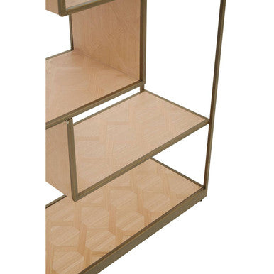 Orsina Grenoble Brushed Brass & Oak Multi Tier Shelving Unit