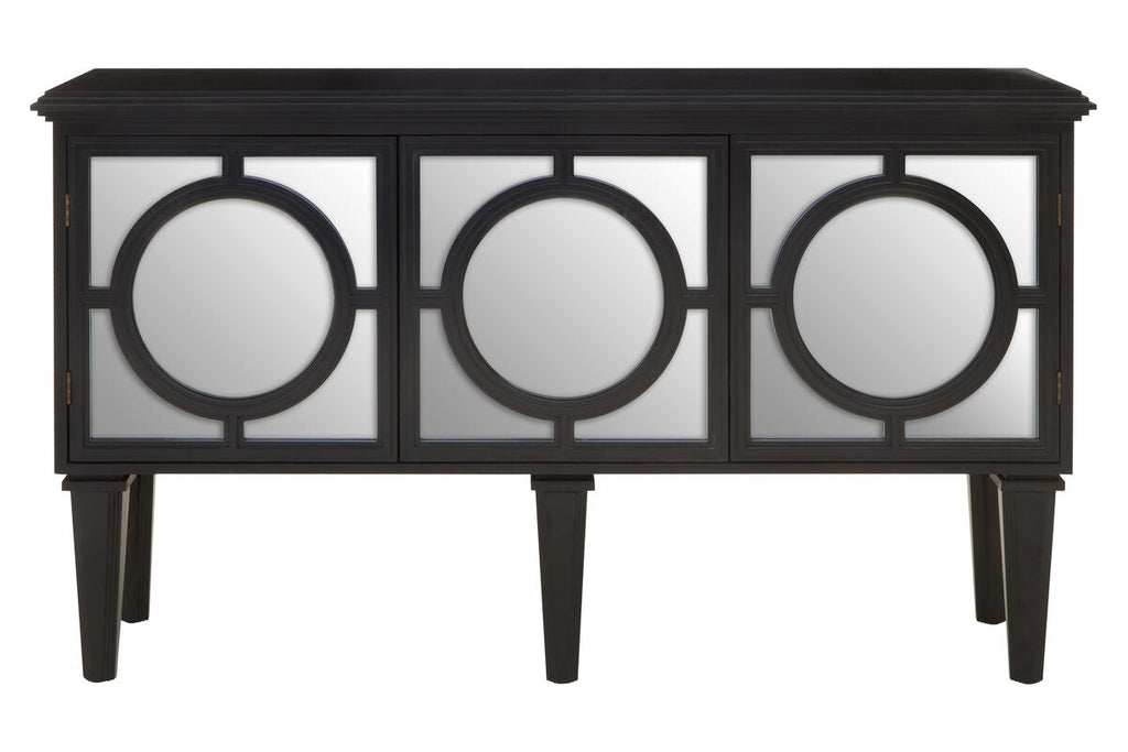 Orsina Telese Black Sideboard | Mirrored Lattice Modern Buffet
