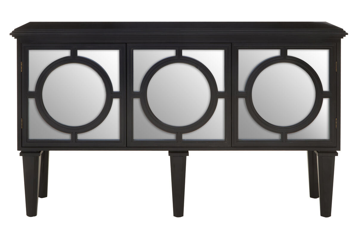 Orsina Telese Black Sideboard | Mirrored Lattice Modern Buffet