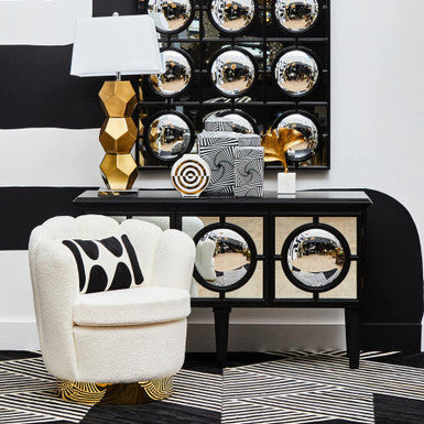 Orsina Telese Black Sideboard | Mirrored Lattice Modern Buffet
