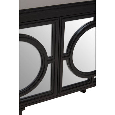 Orsina Telese Black Sideboard | Mirrored Lattice Modern Buffet