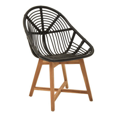 Orsina Manado Black Rattan and Teak Accent Chair – Modern Boho Seating