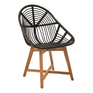 Orsina Manado Black Rattan and Teak Accent Chair – Modern Boho Seating