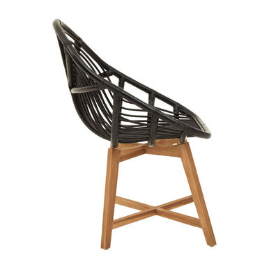 Orsina Manado Black Rattan and Teak Accent Chair – Modern Boho Seating