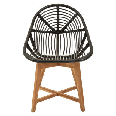 Orsina Manado Black Rattan and Teak Accent Chair – Modern Boho Seating