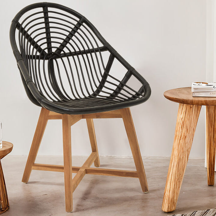 Orsina Manado Black Rattan and Teak Accent Chair – Modern Boho Seating