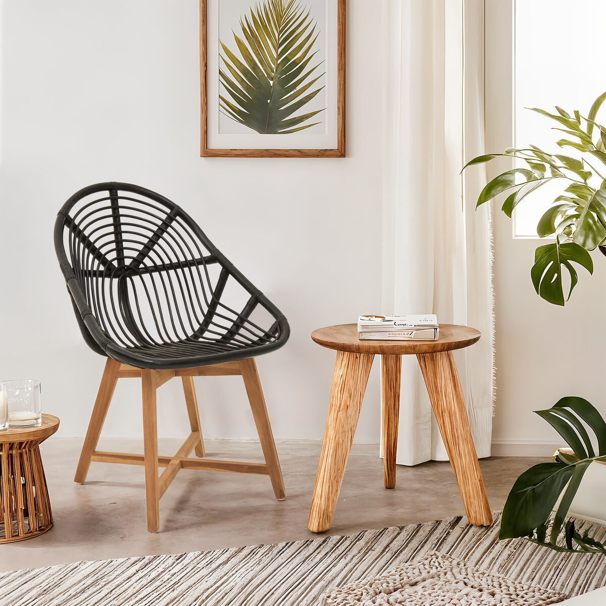 Orsina Manado Black Rattan and Teak Accent Chair – Modern Boho Seating