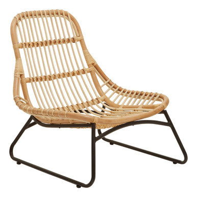 Orsina Manado Relax Natural Rattan Accent Chair | Black Iron Frame