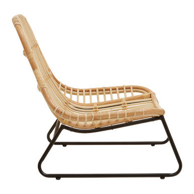 Orsina Manado Relax Natural Rattan Accent Chair | Black Iron Frame