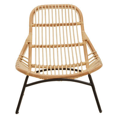 Orsina Manado Relax Natural Rattan Accent Chair | Black Iron Frame