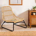 Orsina Manado Relax Natural Rattan Accent Chair | Black Iron Frame