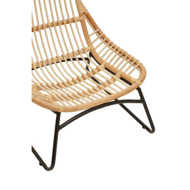 Orsina Manado Relax Natural Rattan Accent Chair | Black Iron Frame