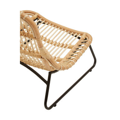 Orsina Manado Relax Natural Rattan Accent Chair | Black Iron Frame