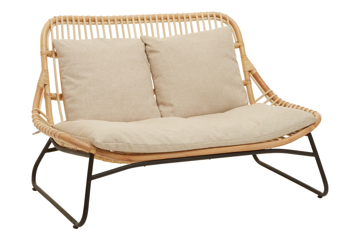 Orsina Manado Relax Natural Rattan Sofa with Black Metal Legs