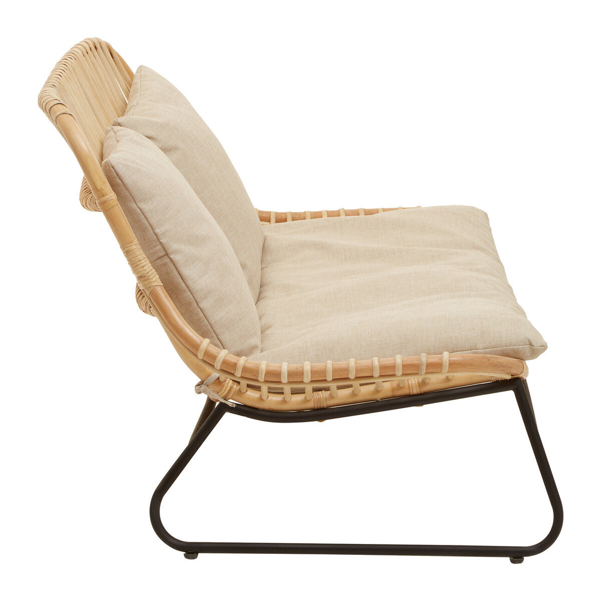 Orsina Manado Relax Natural Rattan Sofa with Black Metal Legs