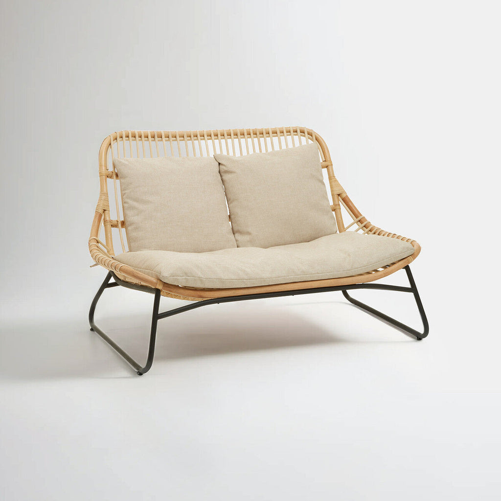 Orsina Manado Relax Natural Rattan Sofa with Black Metal Legs