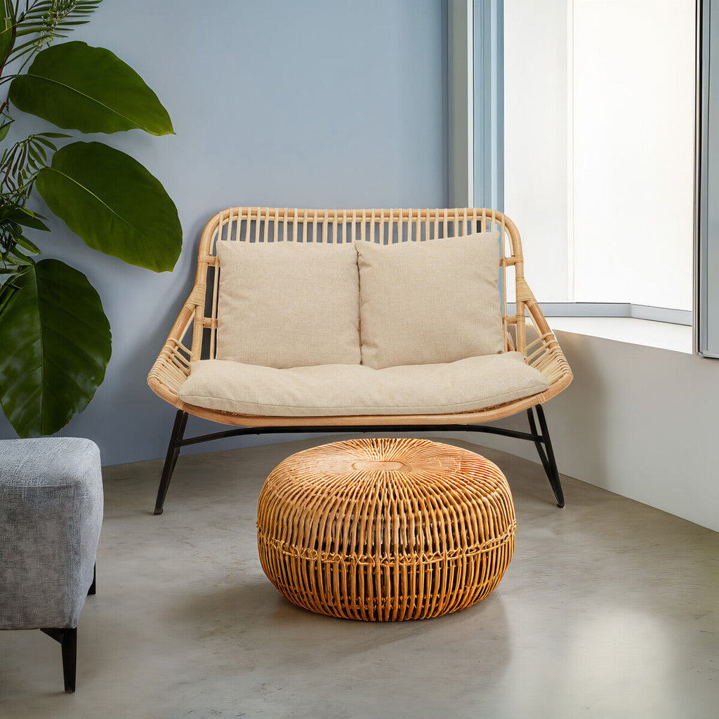 Orsina Manado Relax Natural Rattan Sofa with Black Metal Legs
