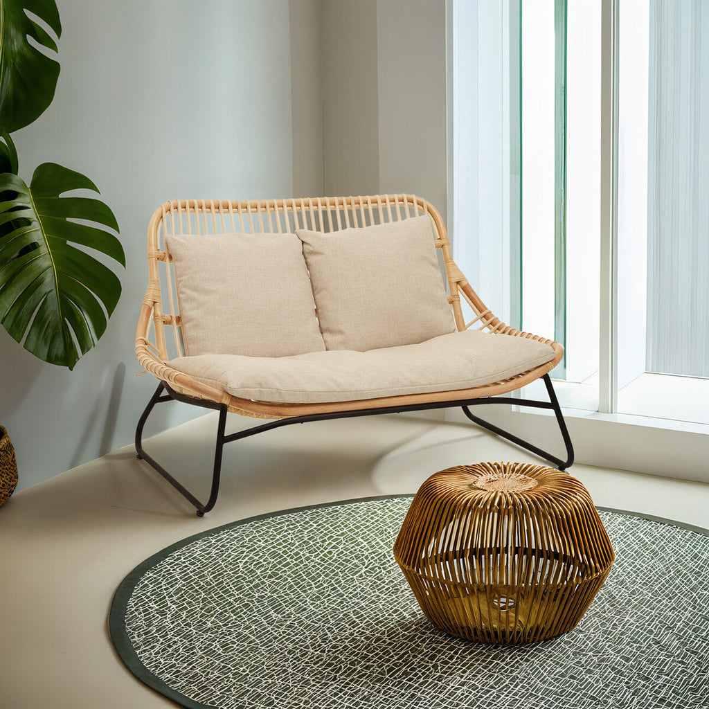 Orsina Manado Relax Natural Rattan Sofa with Black Metal Legs