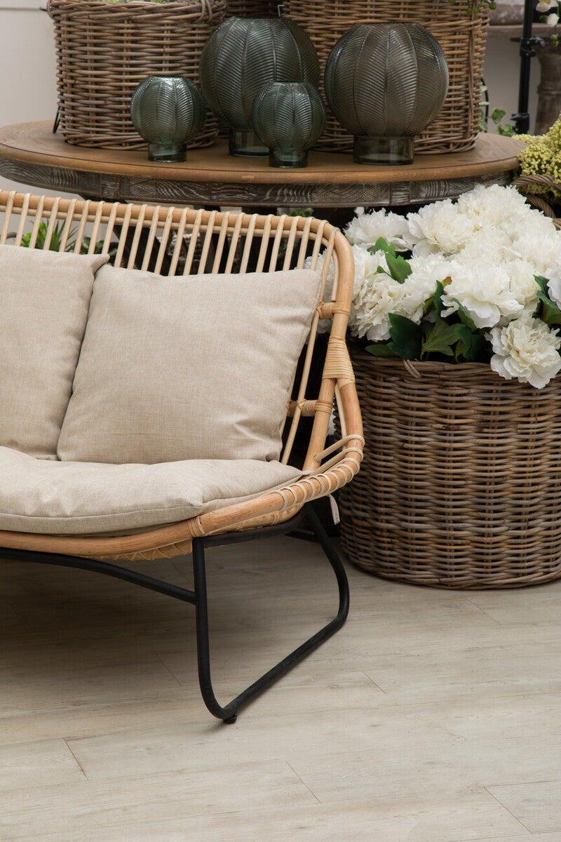Orsina Manado Relax Natural Rattan Sofa with Black Metal Legs