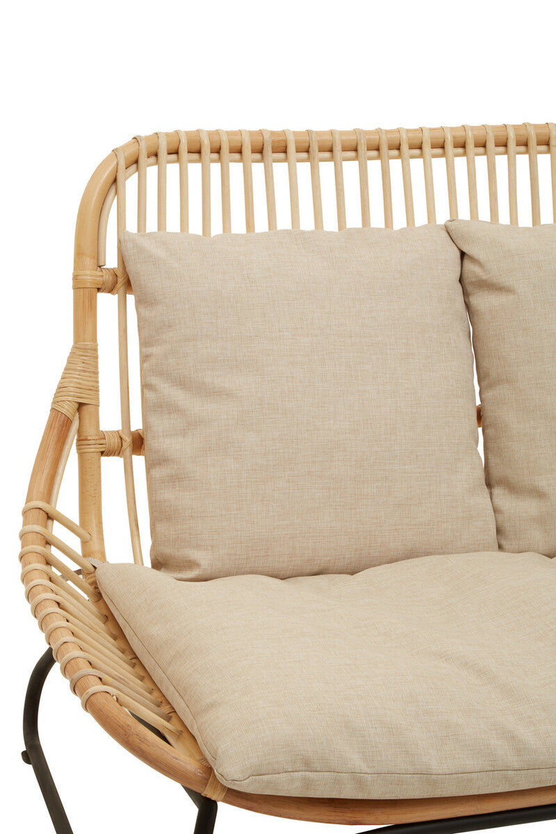 Orsina Manado Relax Natural Rattan Sofa with Black Metal Legs