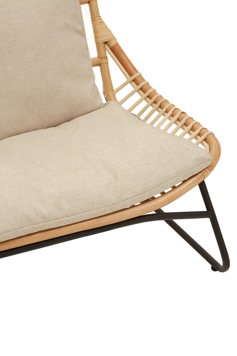 Orsina Manado Relax Natural Rattan Sofa with Black Metal Legs