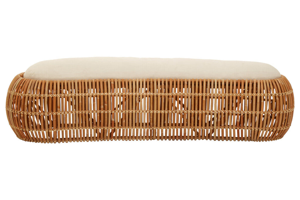Orsina Manado Natural Rattan Bench with Cream Cushion – 220cm Long