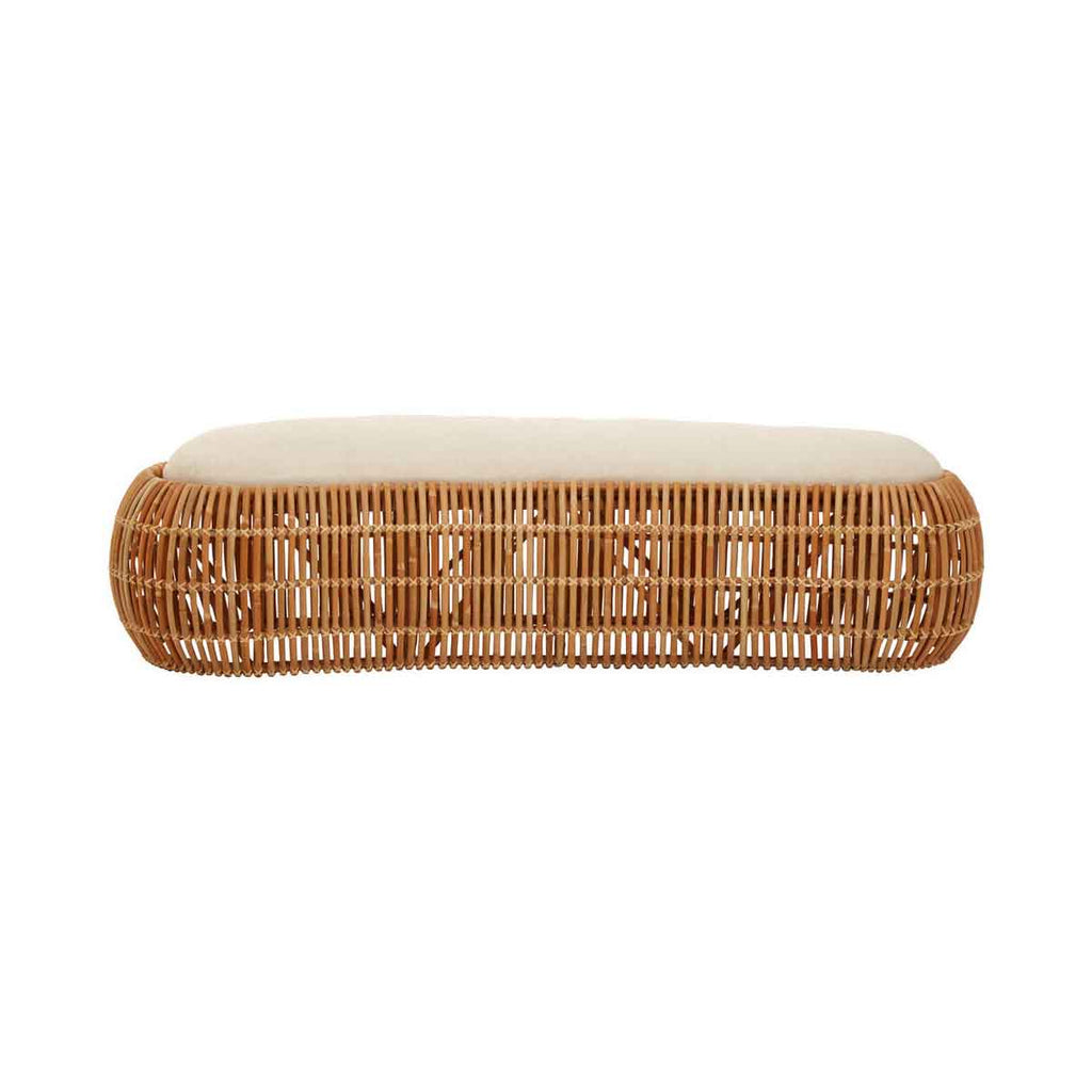 Orsina Manado Natural Rattan Bench with Cream Cushion – 220cm Long