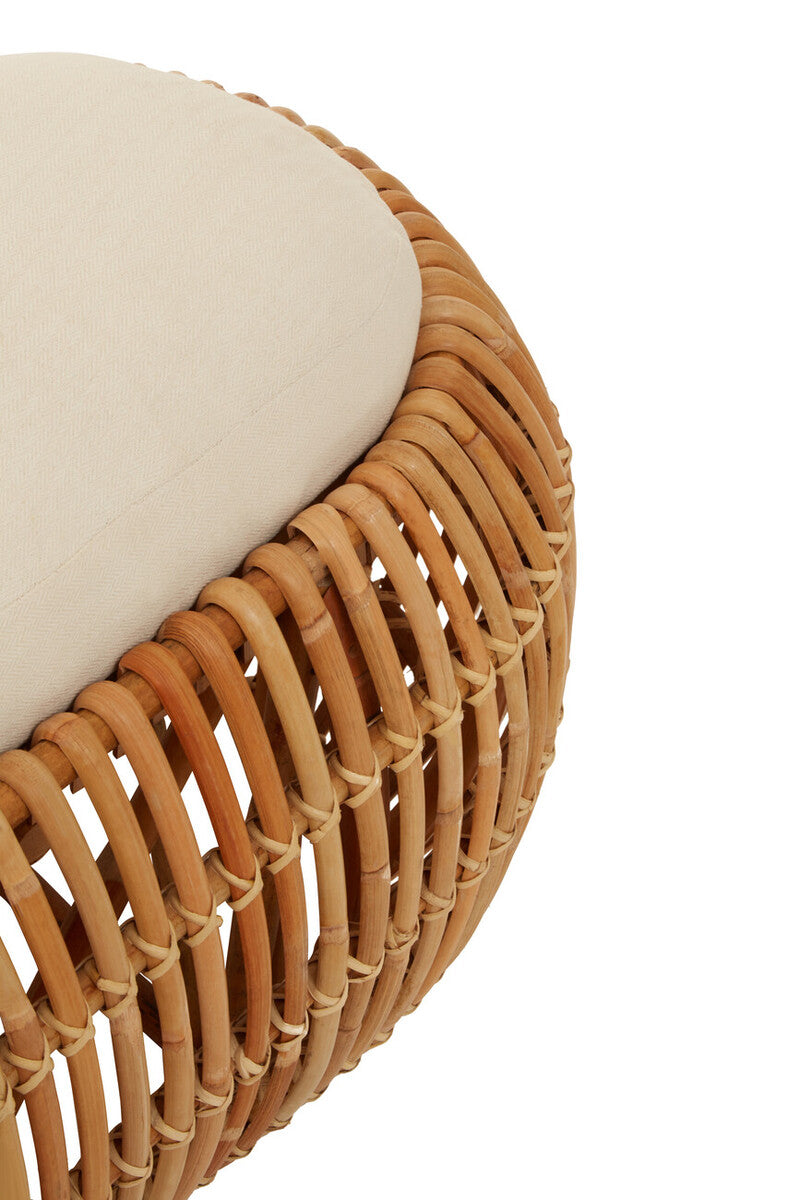 Orsina Manado Natural Rattan Bench with Cream Cushion – 220cm Long