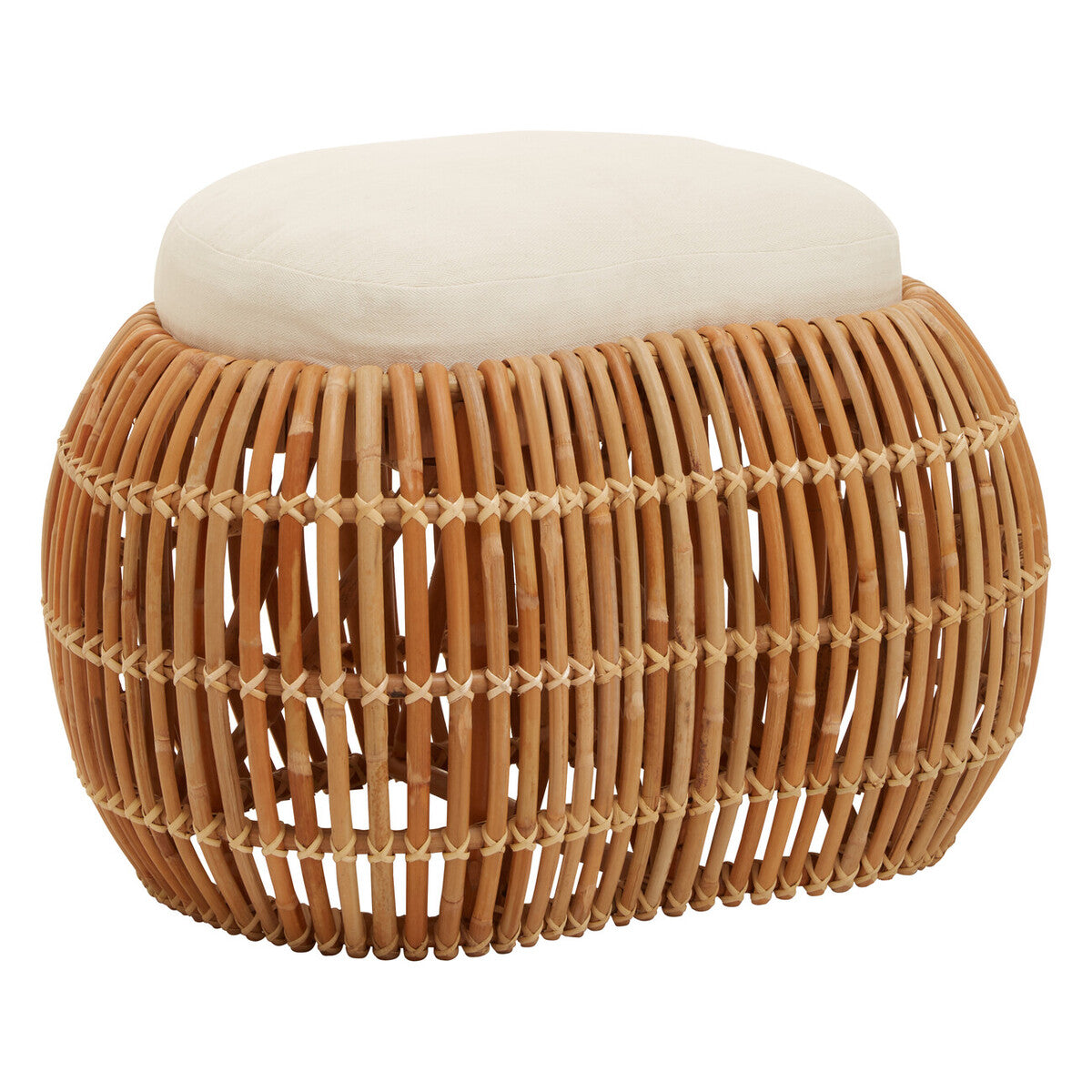 Orsina Manado Natural Rattan Bean Bench with Cream Padded Cushion