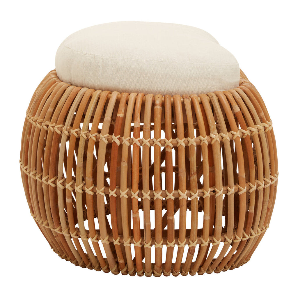 Orsina Manado Natural Rattan Bean Bench with Cream Padded Cushion