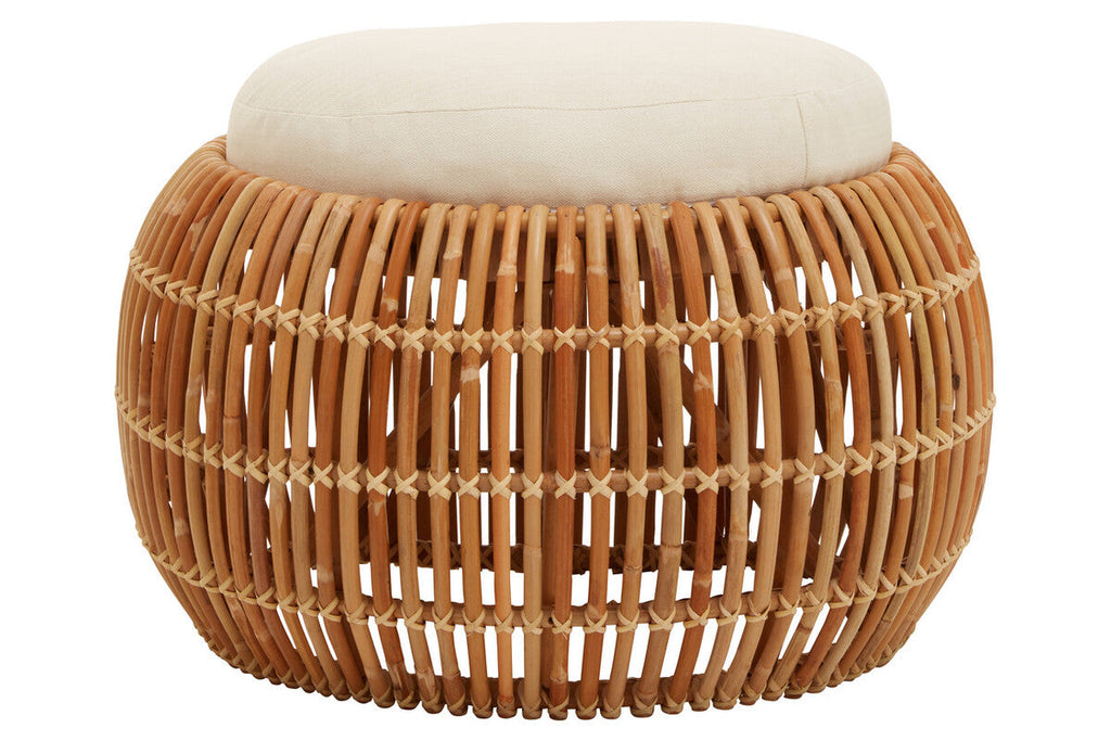 Orsina Manado Natural Rattan Bean Bench with Cream Padded Cushion