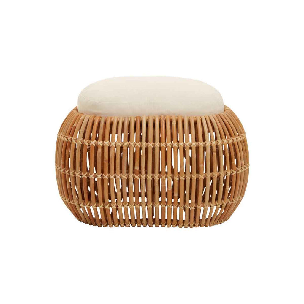 Orsina Manado Natural Rattan Bean Bench with Cream Padded Cushion