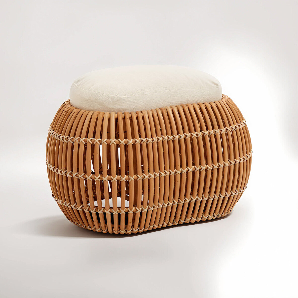 Orsina Manado Natural Rattan Bean Bench with Cream Padded Cushion