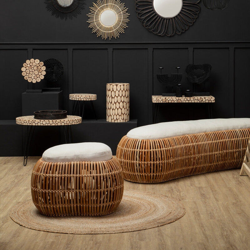 Orsina Manado Natural Rattan Bean Bench with Cream Padded Cushion