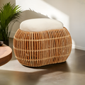 Orsina Manado Natural Rattan Bean Bench with Cream Padded Cushion