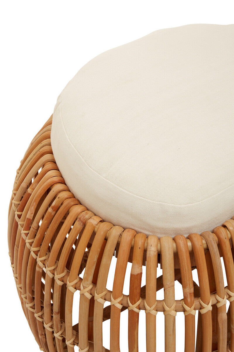 Orsina Manado Natural Rattan Bean Bench with Cream Padded Cushion