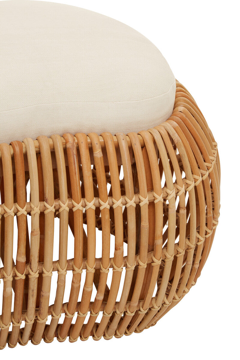 Orsina Manado Natural Rattan Bean Bench with Cream Padded Cushion