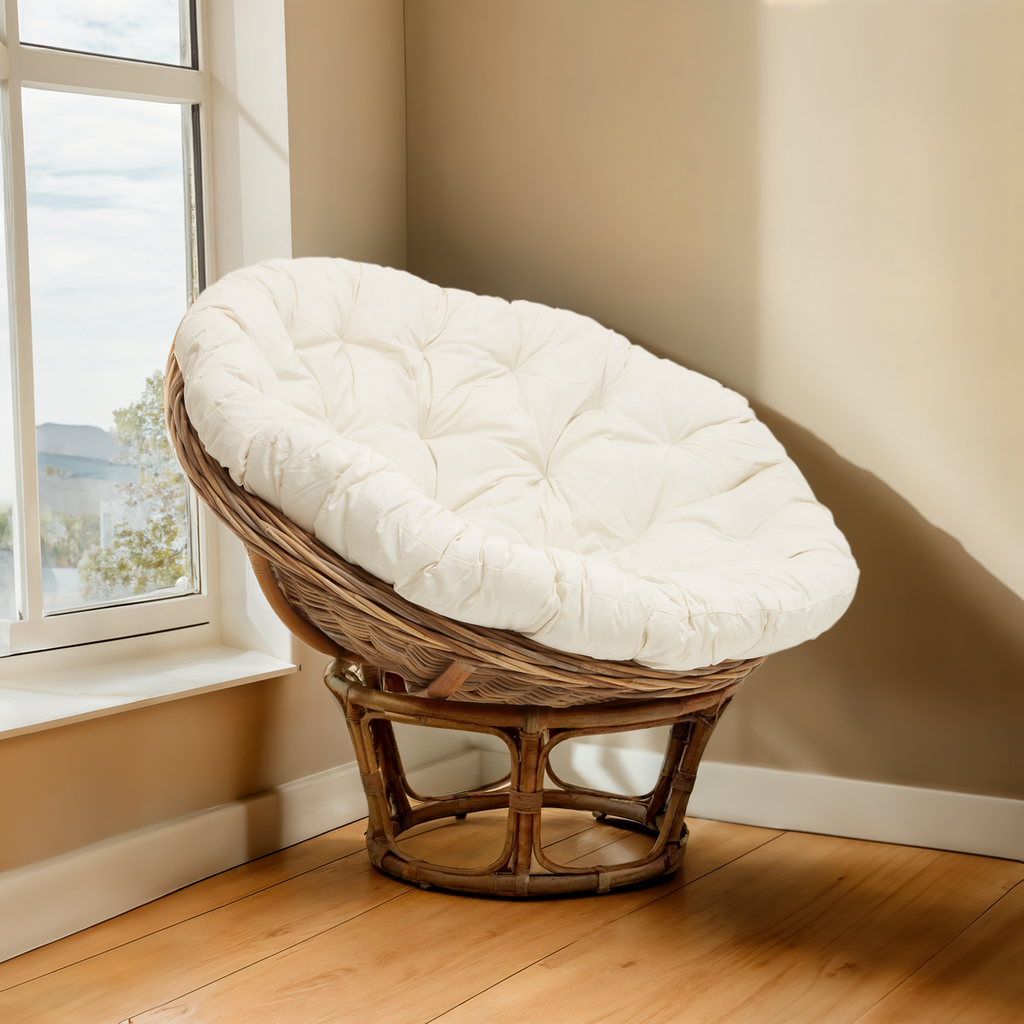 Orsina Manado Round Cream Kubu Natural Rattan Accent Lounge Chair