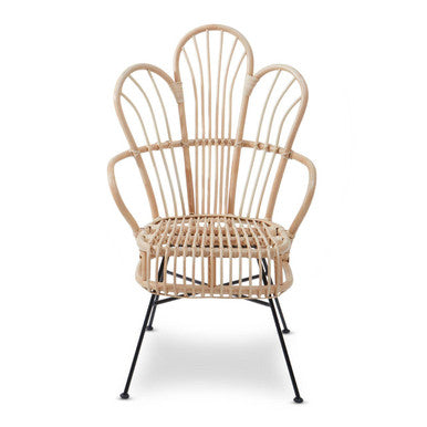 Orsina Java Natural Rattan and Black Metal Dining Accent Chair