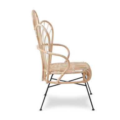 Orsina Java Natural Rattan and Black Metal Dining Accent Chair
